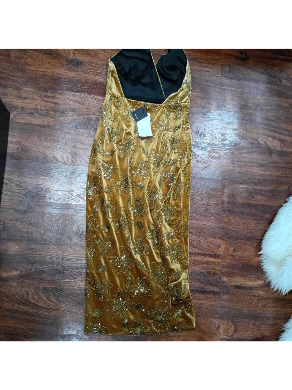 NWT Zara Maxi Dress Women's S Gold All-Over Embellishment Halterback Designers - Picture 6 of 15